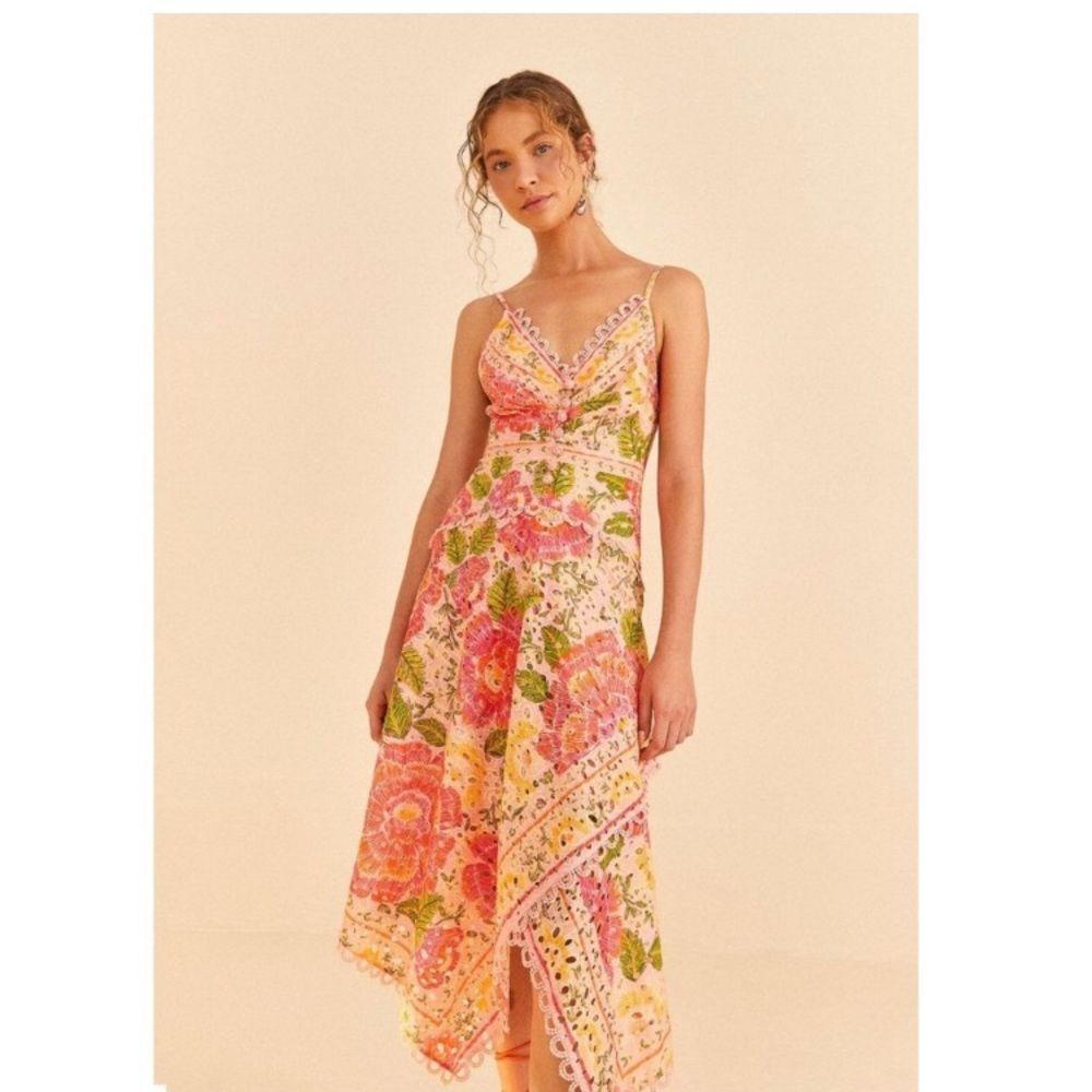 FARM RIO Blooming Floral Embroidered Handkerchief Dress - Picture 3 of 15